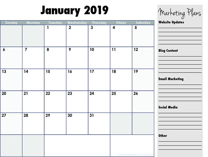 January 2019 Marketing Plans