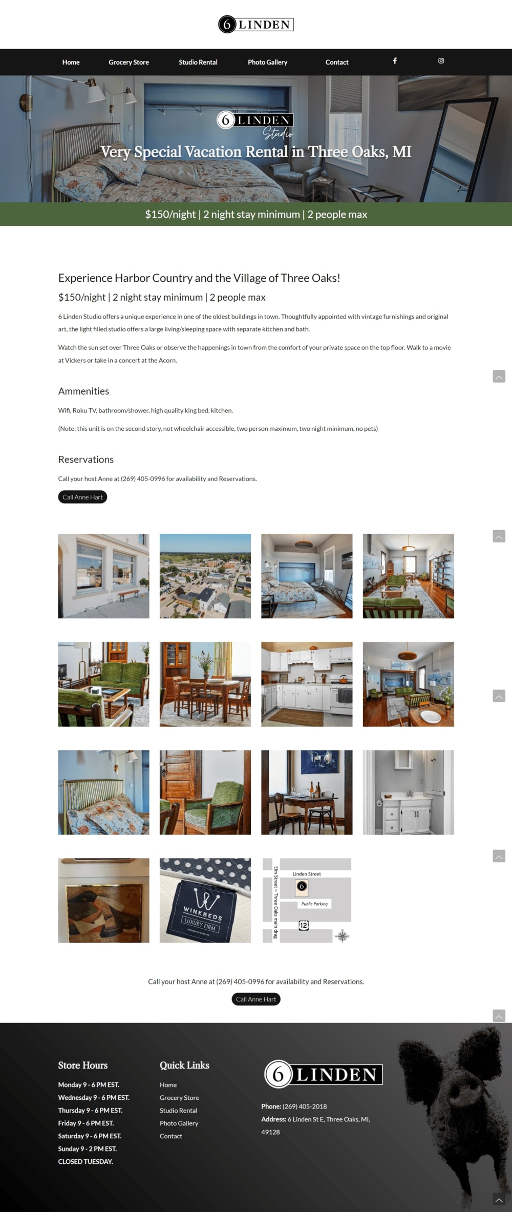 6 Linden Website Design - Studio Rental Page