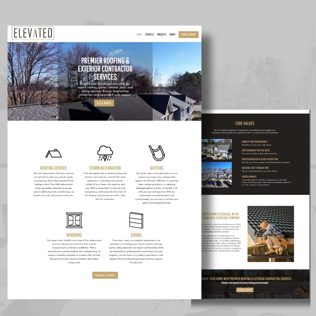 Elevated Home Exteriors Website Design Elevated Home Exteriors Website Design