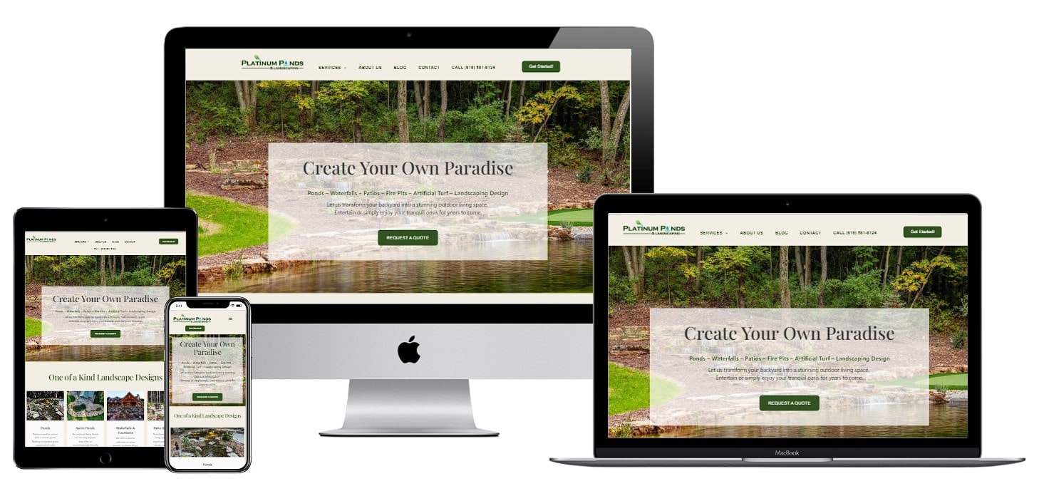 Platinum Ponds and Landscaping Website Design by VanDenBerg Web + Creative Platinum Ponds and Landscaping Website Design by VanDenBerg Web + Creative