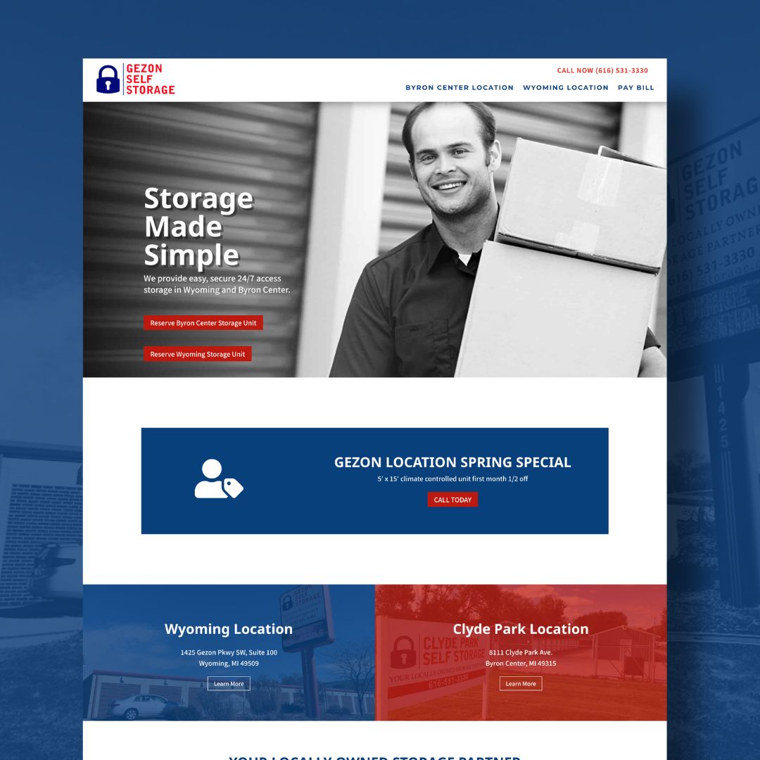 Gezon Self Storage Website Design