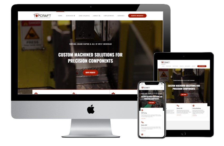 TopCraft Precision Manufacturing Website Mockup