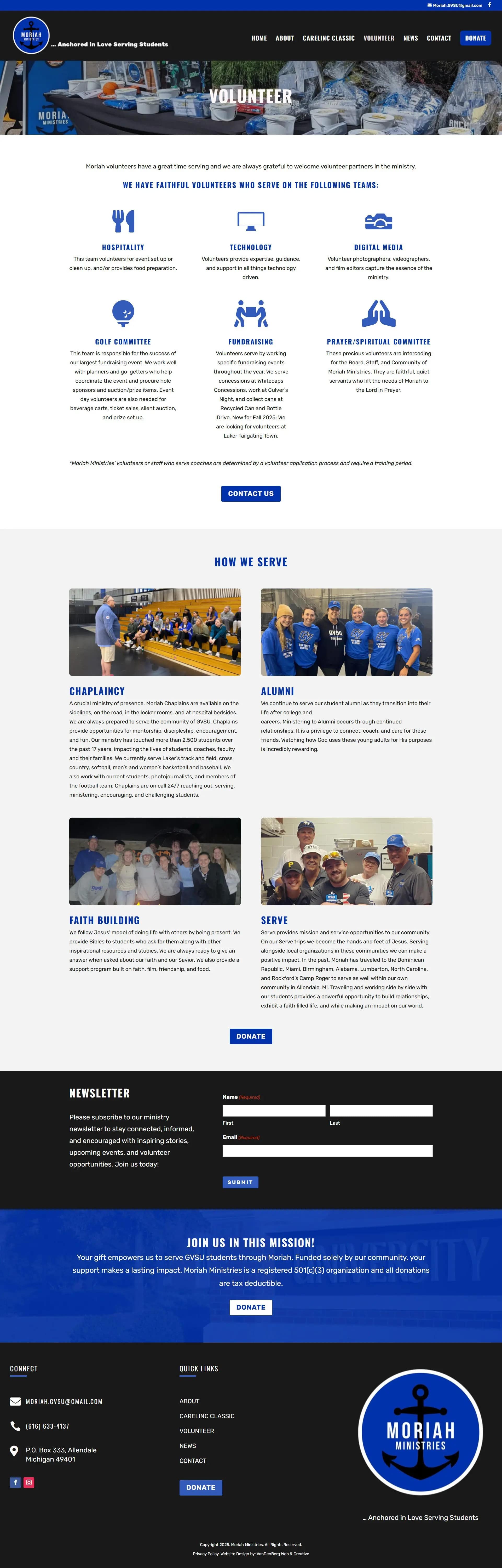 Moriah Ministries Volunteer Page