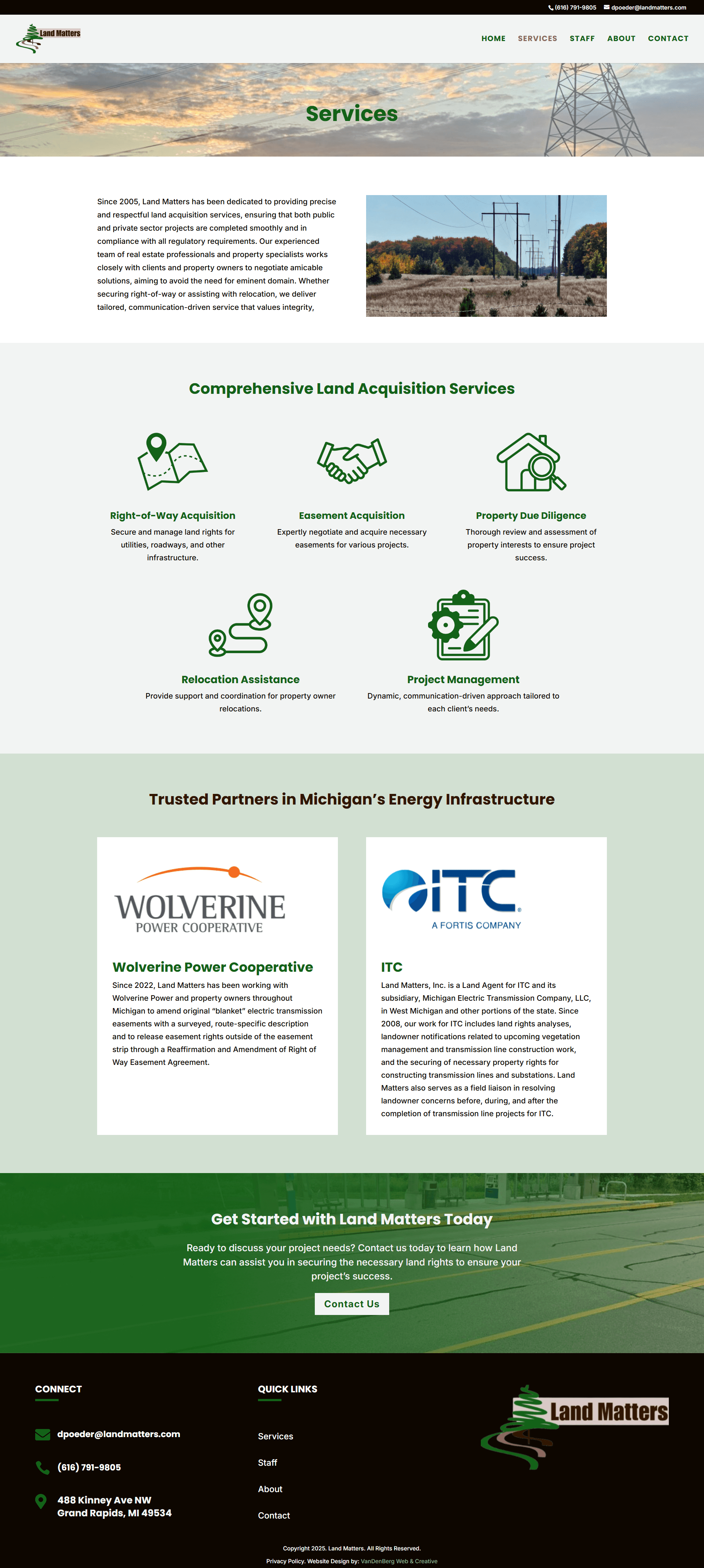 Land Matters Services Page - VanDenBerg Web + Creative