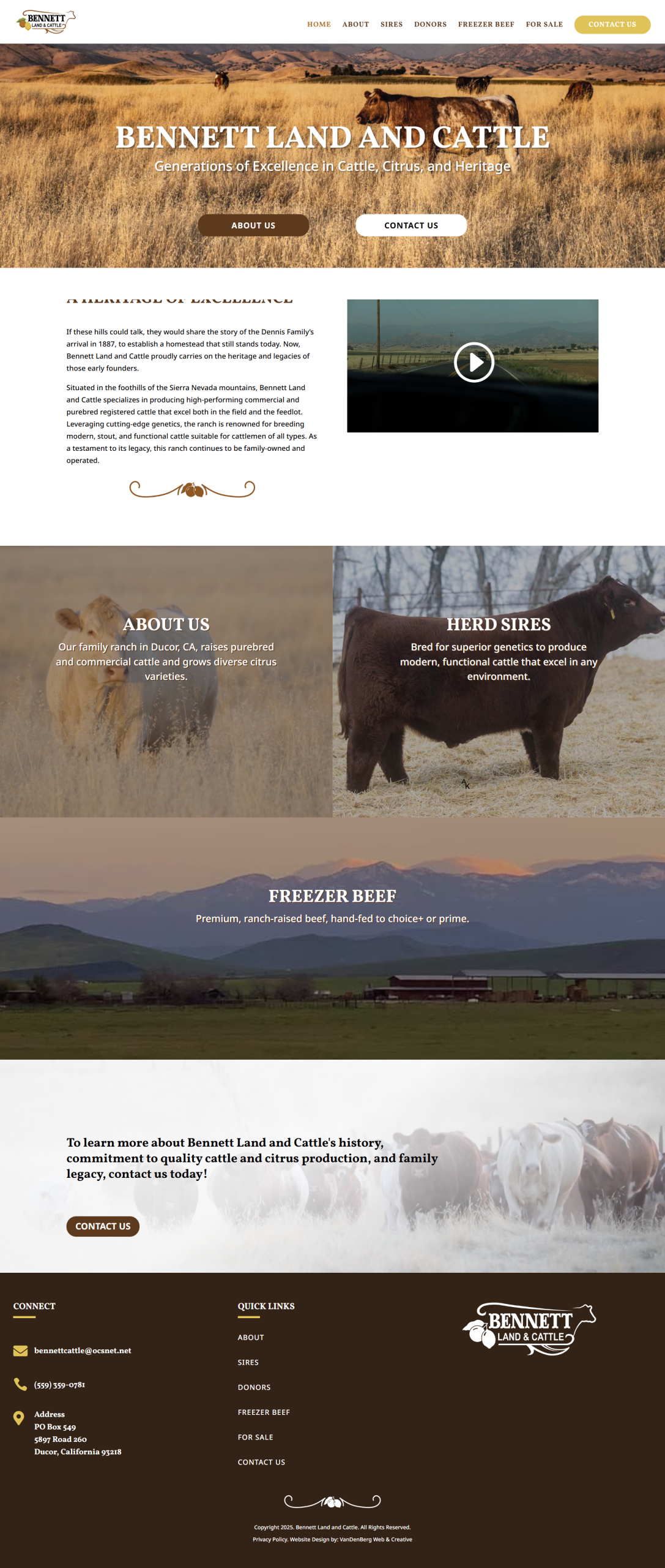 Bennett Land & Cattle Website Full Page Screenshot