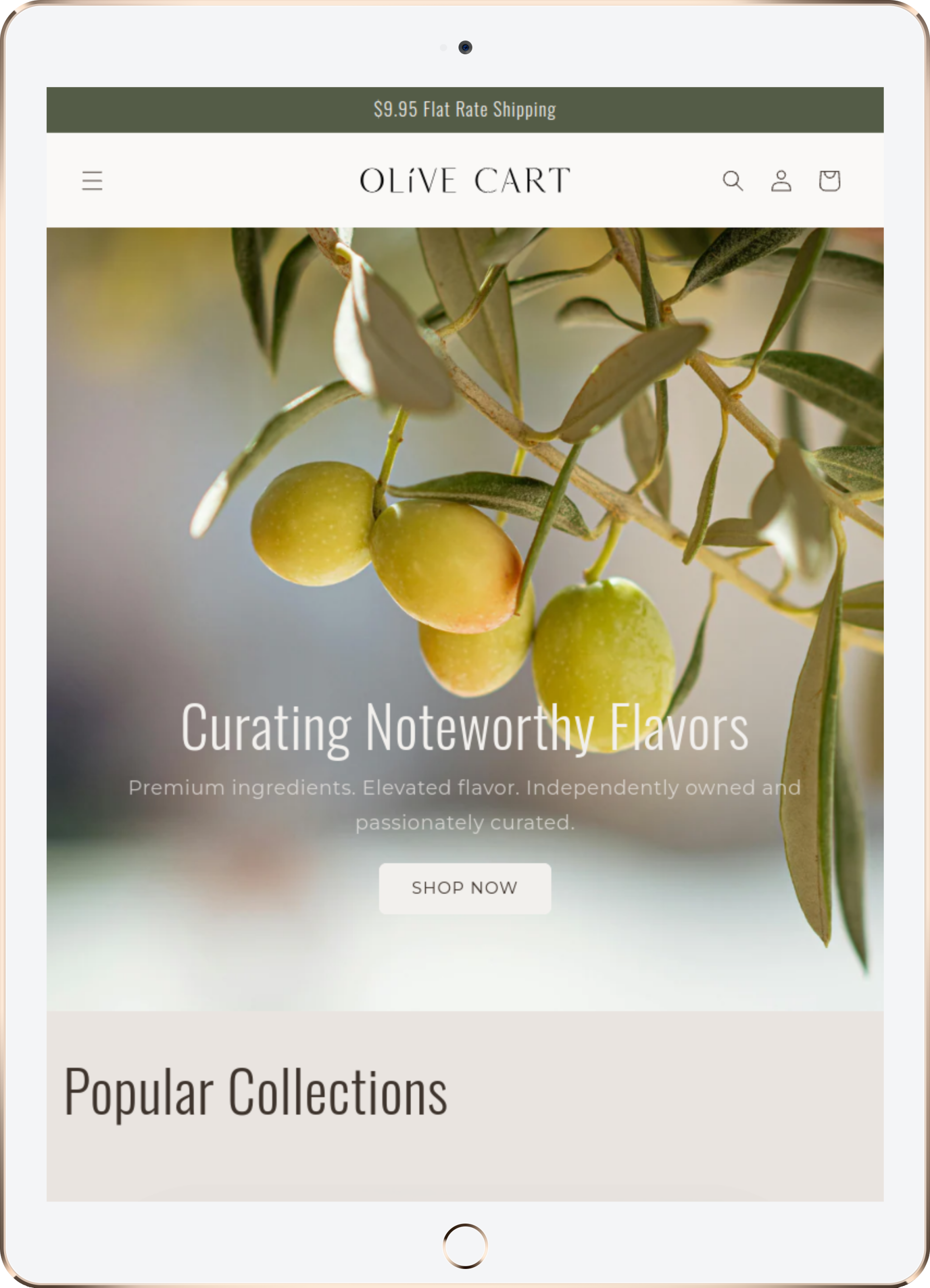 olive-cart-tablet-white Olive Cart Shopify Website Design<br />