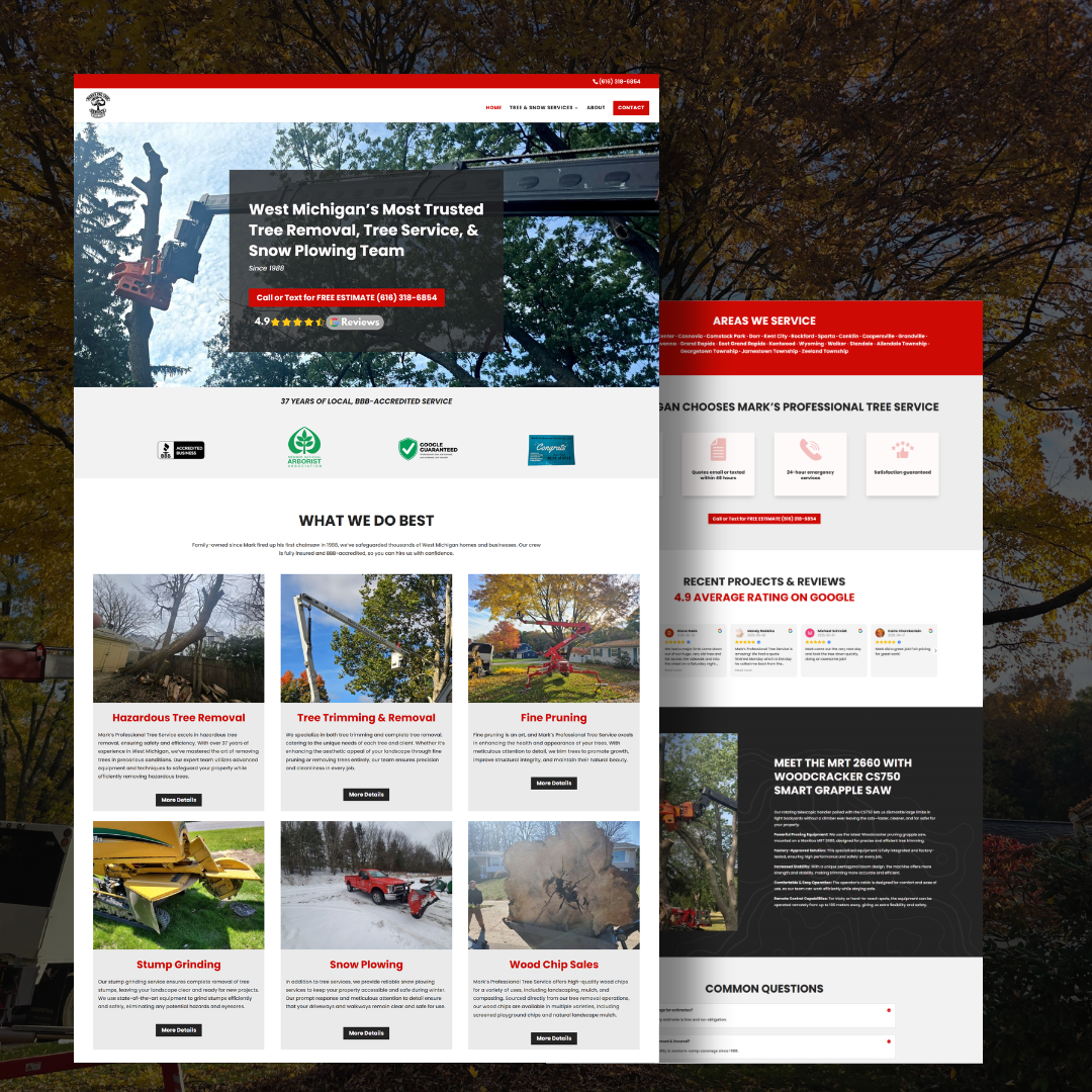 Marks Professional Tree Service WordPress Website Design