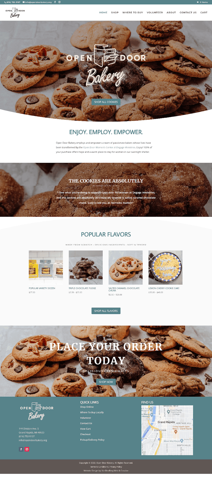 Open Door Bakery Home Page