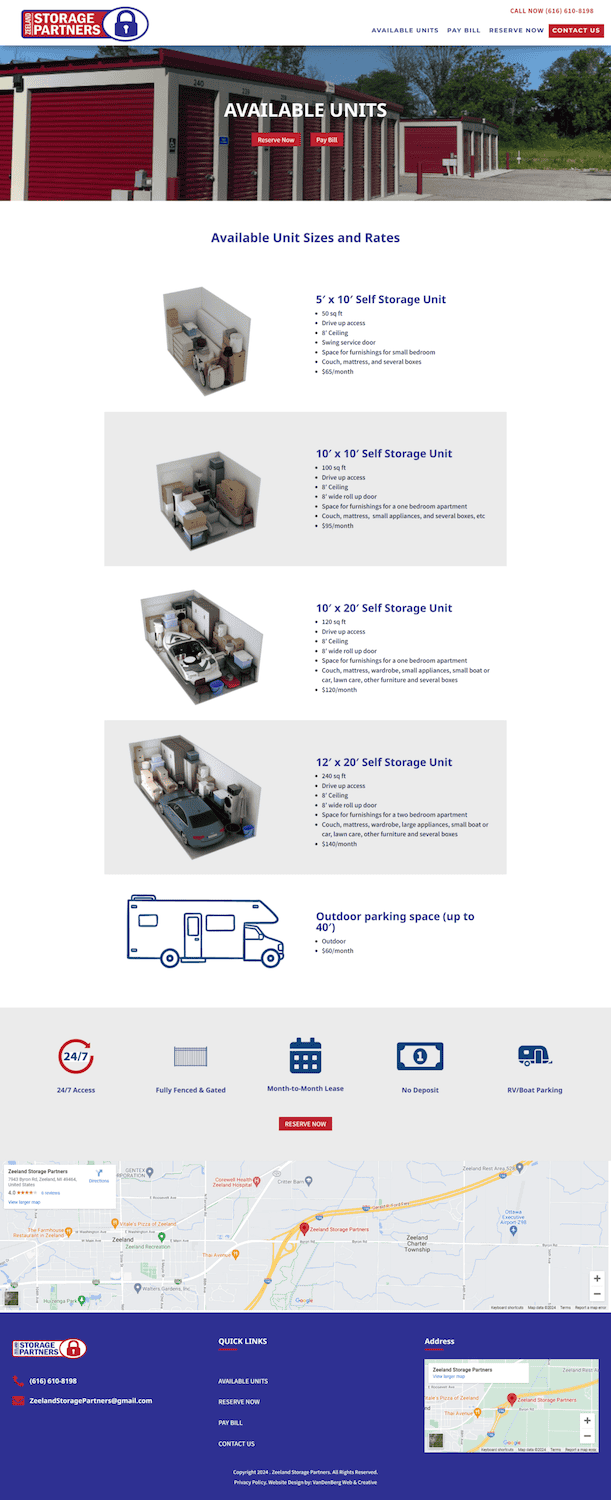 Zeeland Storage Partners Available Units Page Zeeland Storage Partners Available Units Page